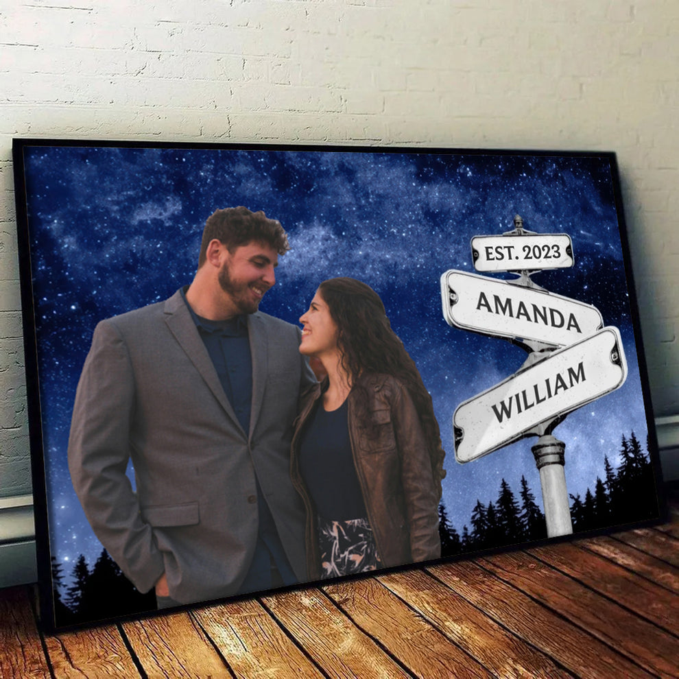 Personalized Custom Photo I Still Fall In Love With You Everyday canvas print, leaning against a wall on a wooden floor