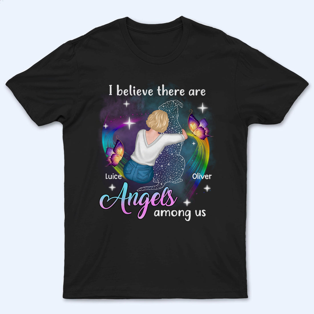 Personalized Angels Among Us Dog Memorial t-shirt, alternate view 2
