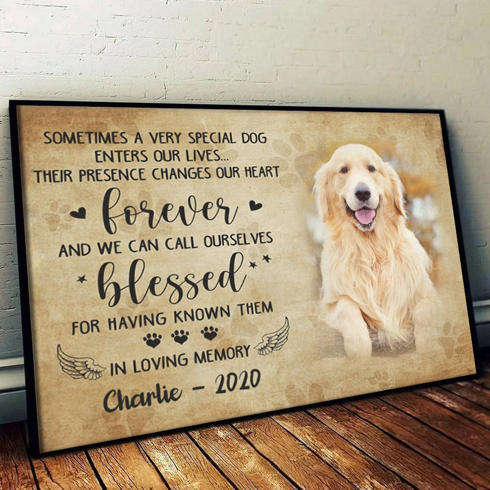 Custom Photo Sometimes A Very Special Dog Enter Our Lives - Personalized Poster/Canvas Prints - Memorial Gift For Dog Lovers, Cat Lovers, Pet Lovers
