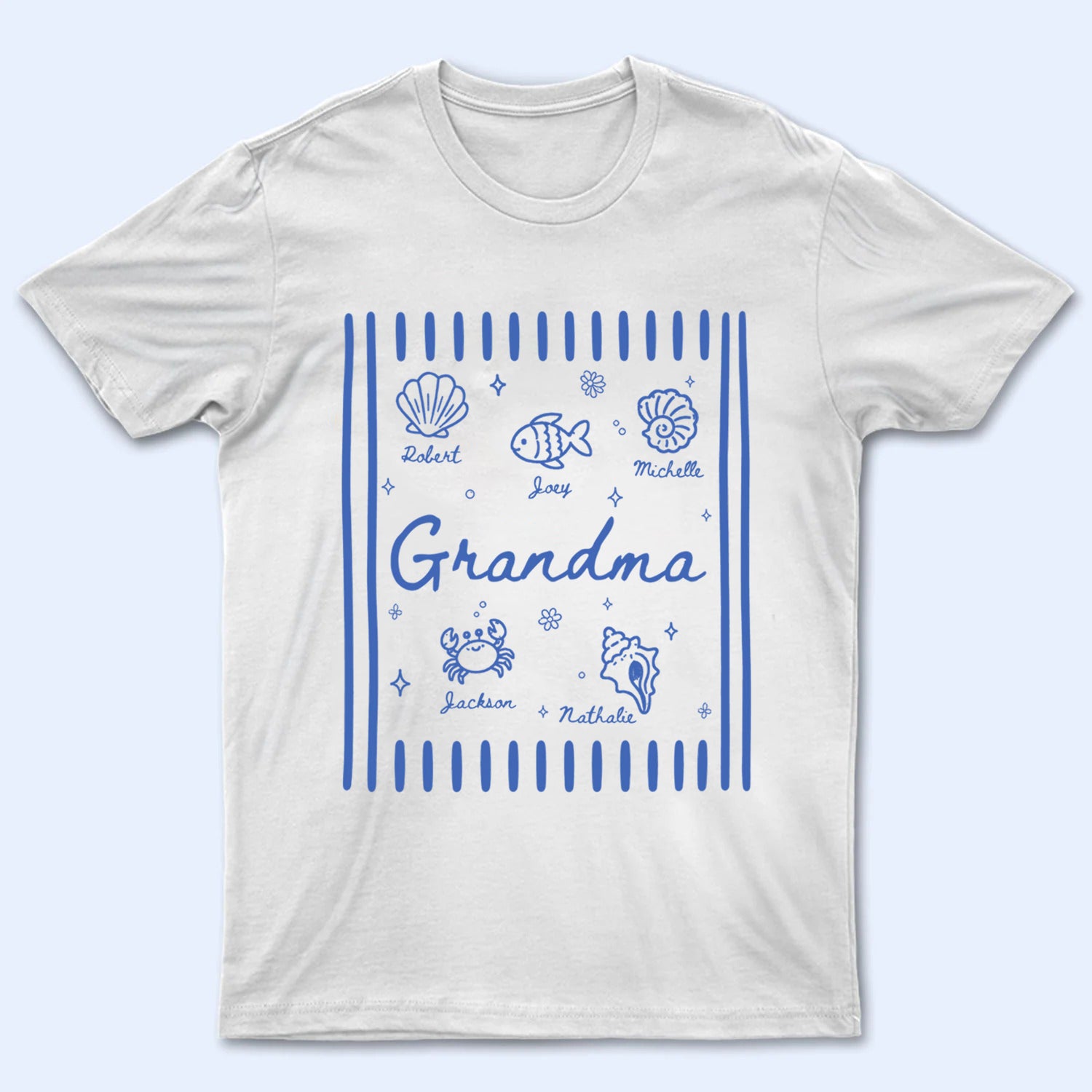 Blue Retro Summer Grandma - Personalized Custom Shirt - Summer Gift For Mom, Grandma
