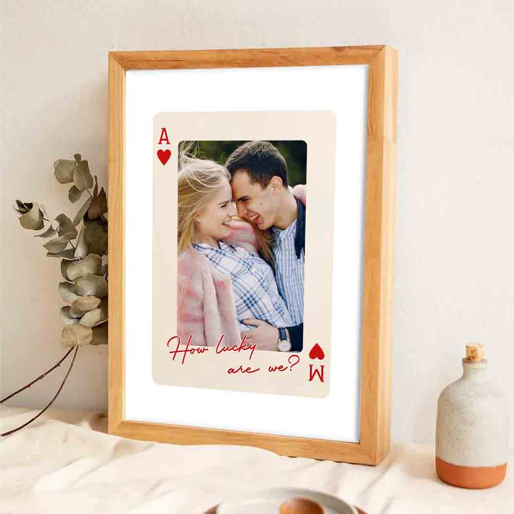 Custom Photo Couple King And Queen How Luck We Are - Personalized Poster/Canvas Prints - Gift For Her/Him, Wife/Husband, Girlfriend/Boyfriend on Anniversary, Valentine's Day
