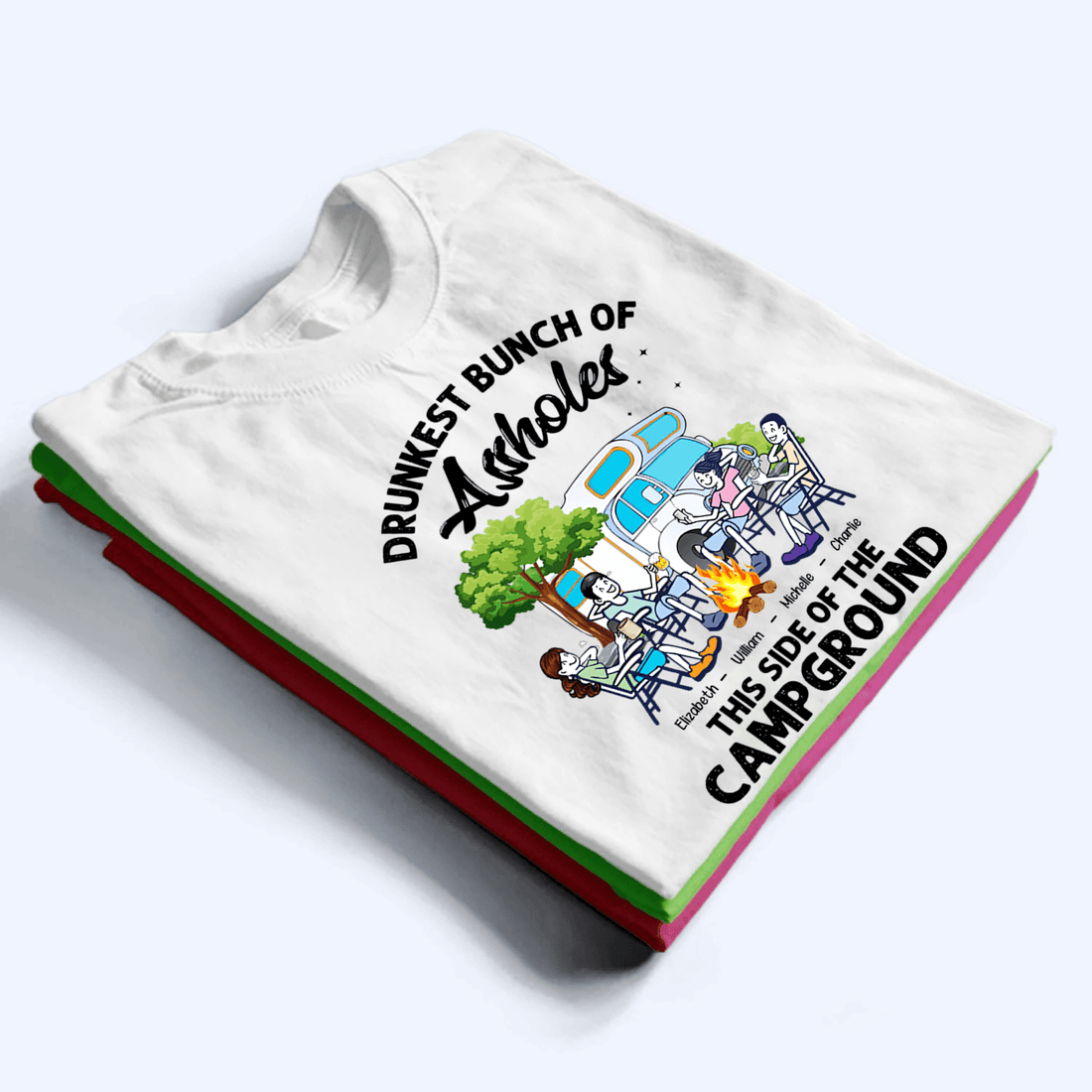 Personalized Drunkest Bunch Of Assholes Camping t-shirt, alternate view 2