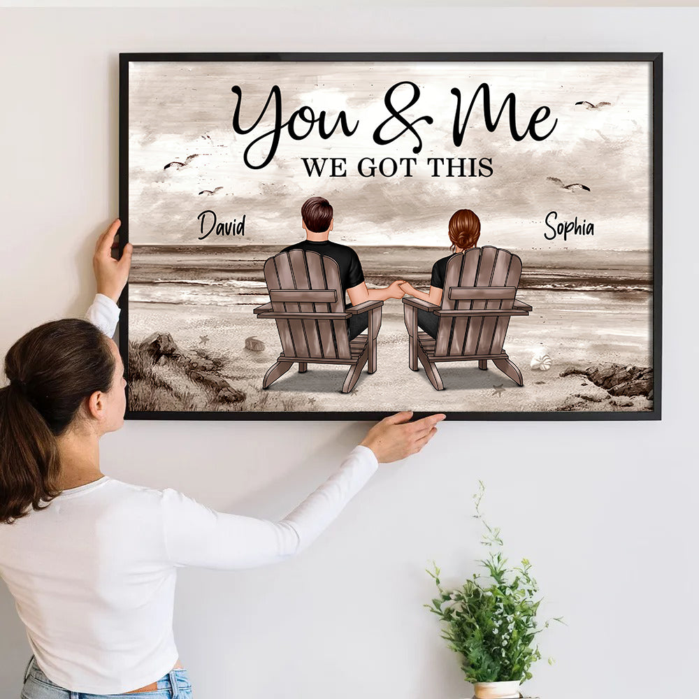 Eternal Love Couple Beach Landscape Retro Vintage - Personalized Poster/Canvas - Gift For Her/Him, Husband/Wife, Couples on Anniversary, Valentine's Day
