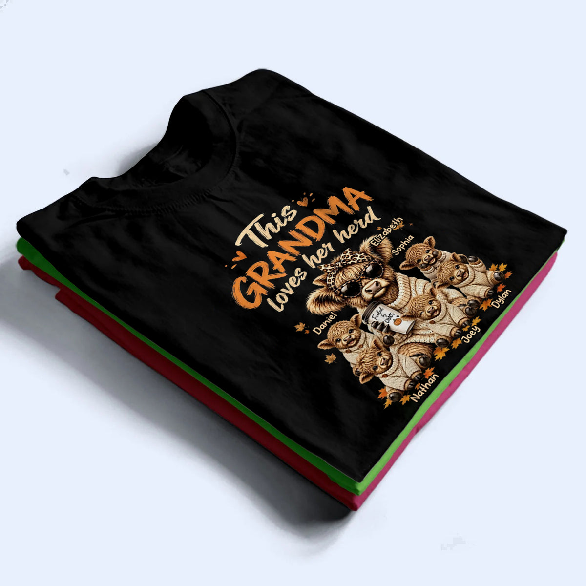 This Grandma Loves Her Herd Fall Season - Personalized Custom T Shirt - Fall/Autumn Gift for Grandma/Nana/Mimi, Mom, Wife