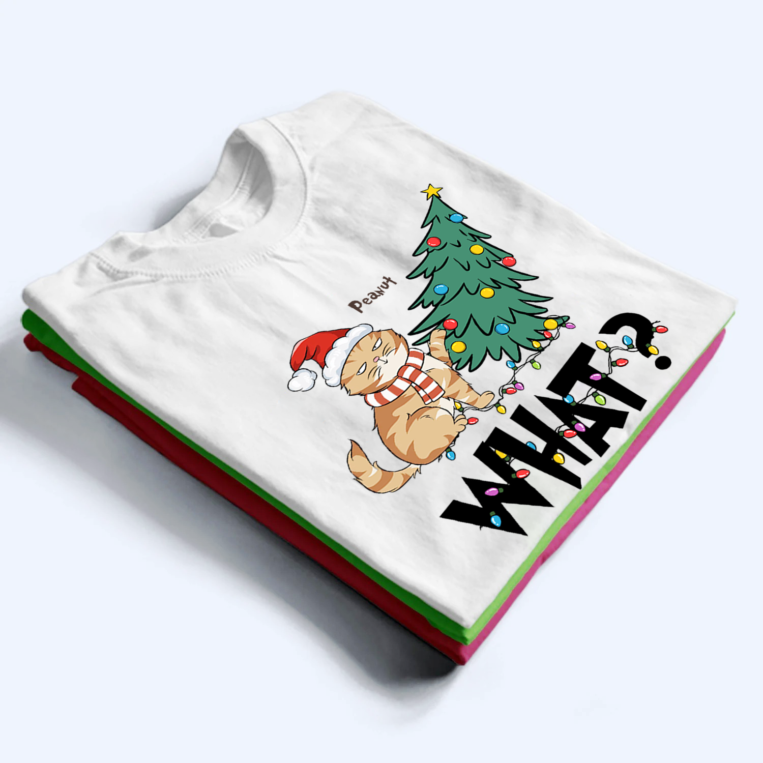 Cat What Christmas Tree - Personalized Custom T Shirt - Christmas Gift For Cat Lovers, Pet Lovers, Cat Mom, Cat Dad