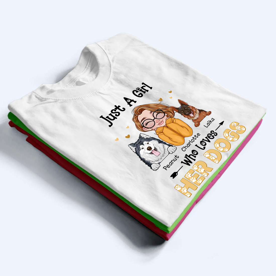 Personalized Just A Girl Who Loves Her Dogs t-shirt, alternate view 3