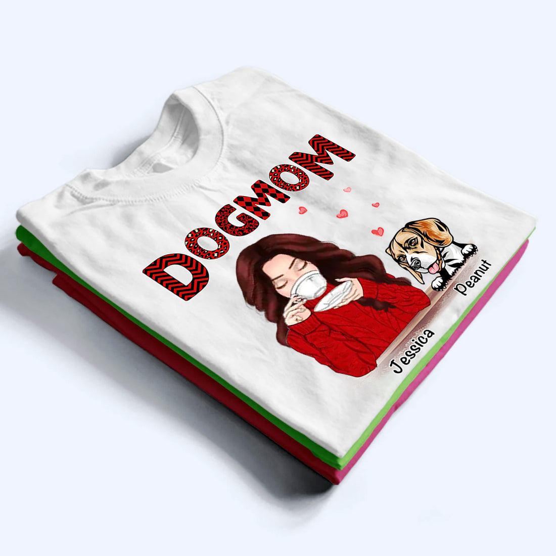 Dog Mom Red Patterned personalized t-shirt, alternate view 3