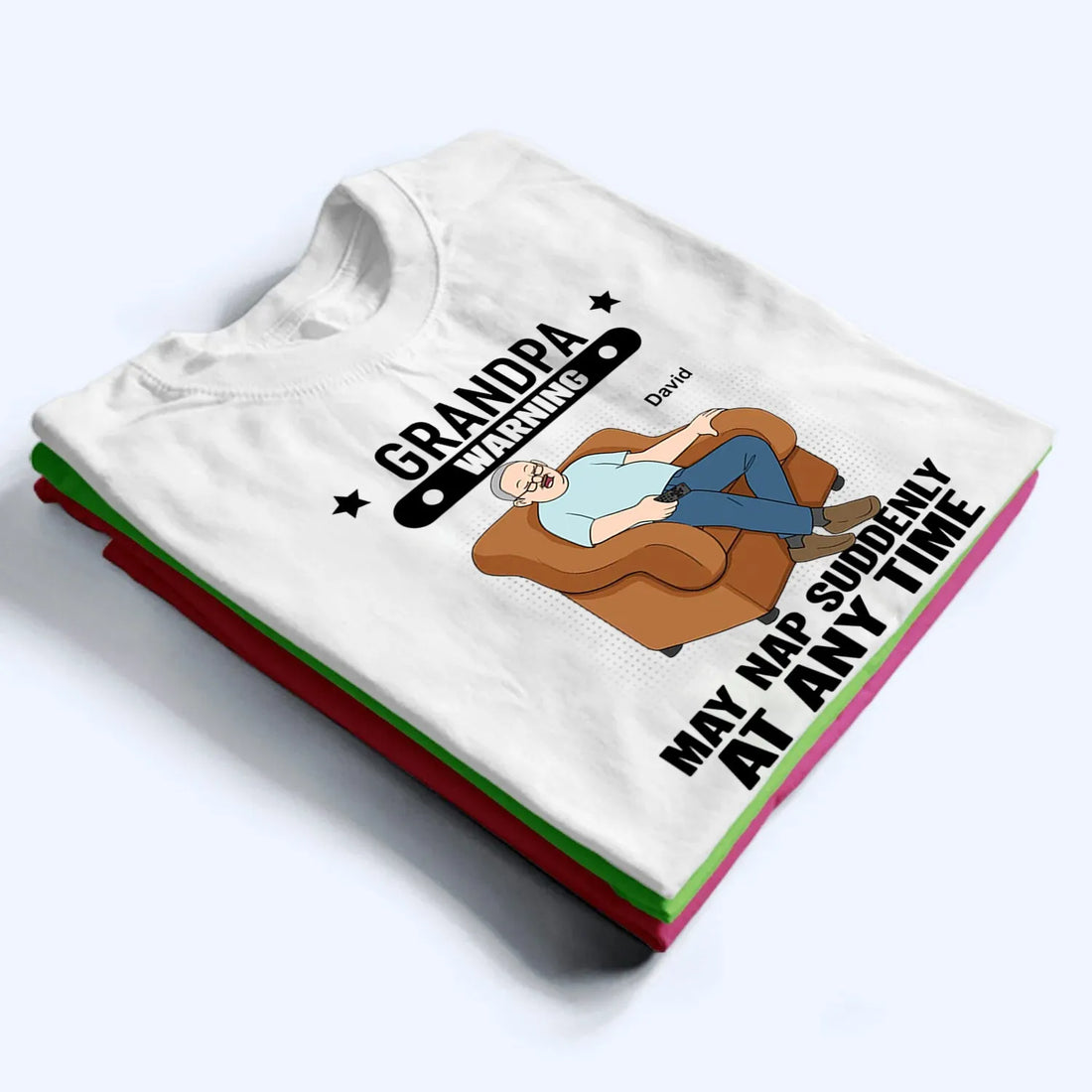 Personalized Grandpa Warning May Nap Suddenly At Any Time t-shirt, alternate view 2