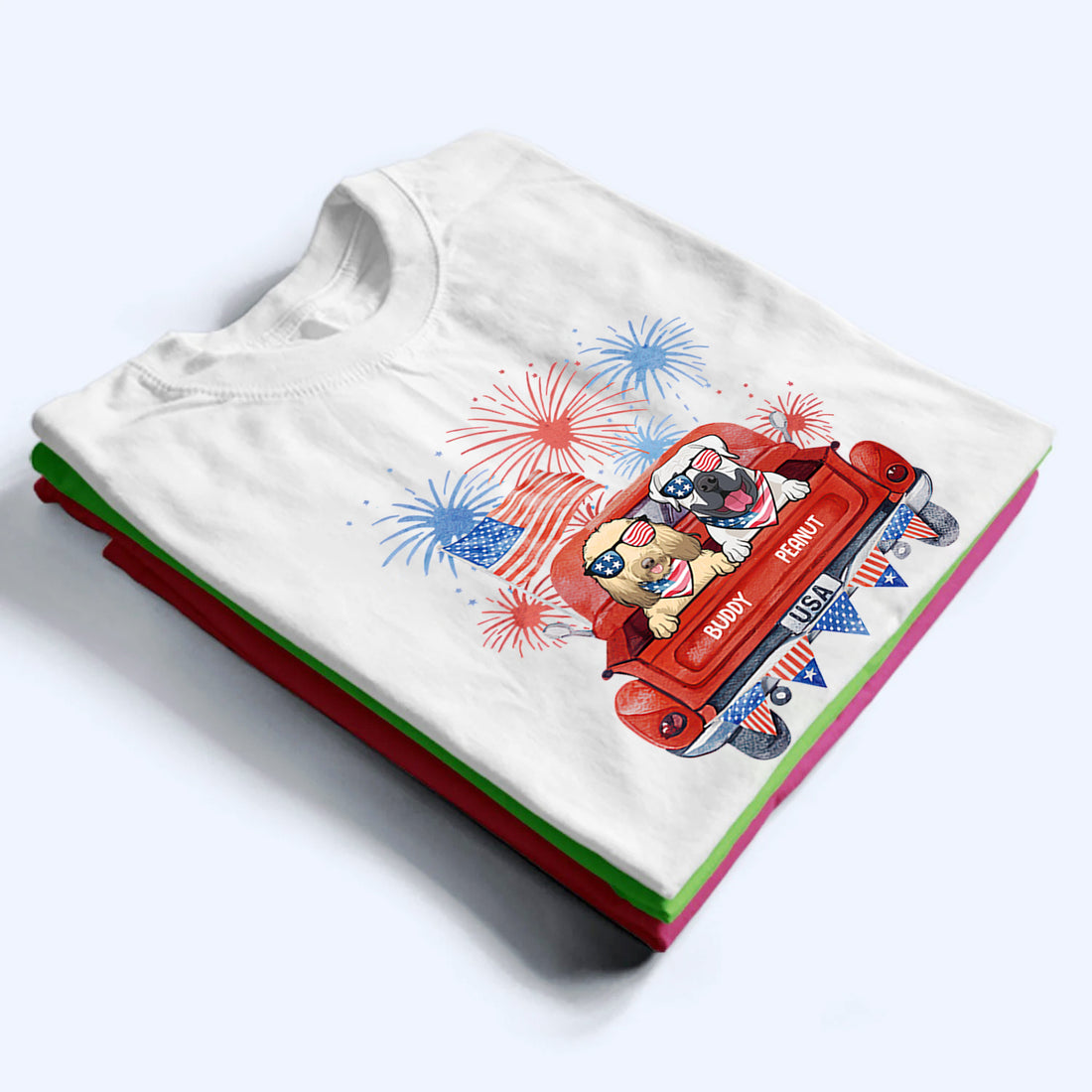 Personalized Independence Day Fireworks Dogs t-shirt, alternate view 3