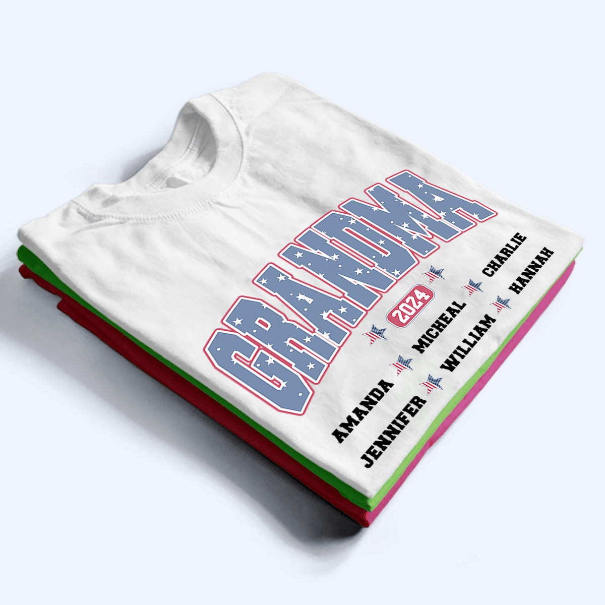 4th of July Grandma EST - Personalized Custom T Shirt - Gift for Grandma/Nana/Mimi, Mom, Wife, Grandparent