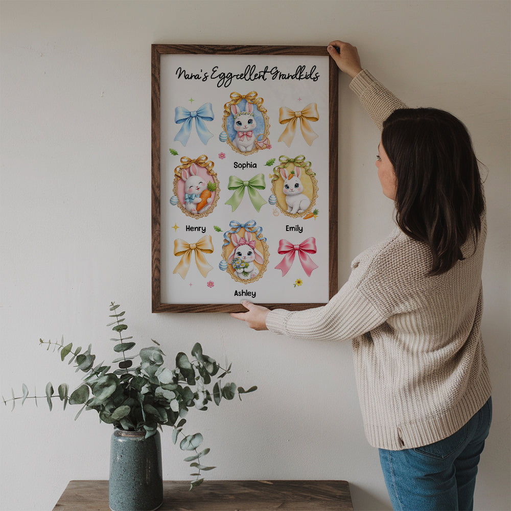 Grandma's Egg-cellent Grandkids - Personalized Poster/Canvas Prints - Easter Gift For Mom, Grandma