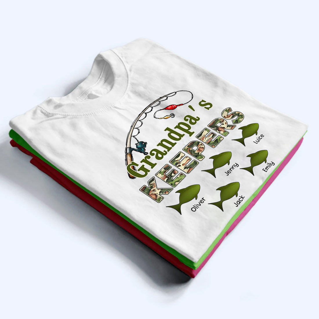 Personalized Grandpa‘s Keepers Pattern Fishing t-shirt, alternate view 2