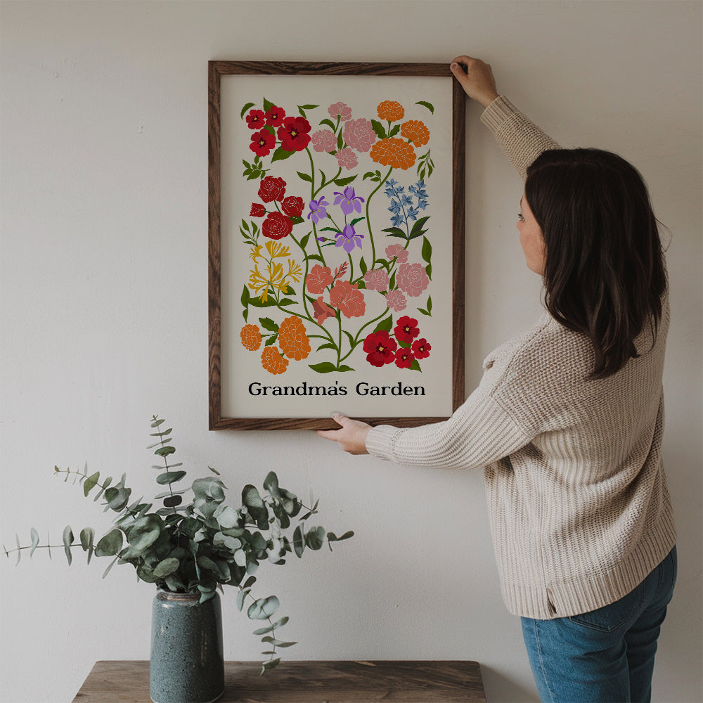 Custom Family Birth Flower Bouquet Artwork Minimalist - Personalized Poster/Canvas Prints - Mother's Day Gift For Mom, Grandma