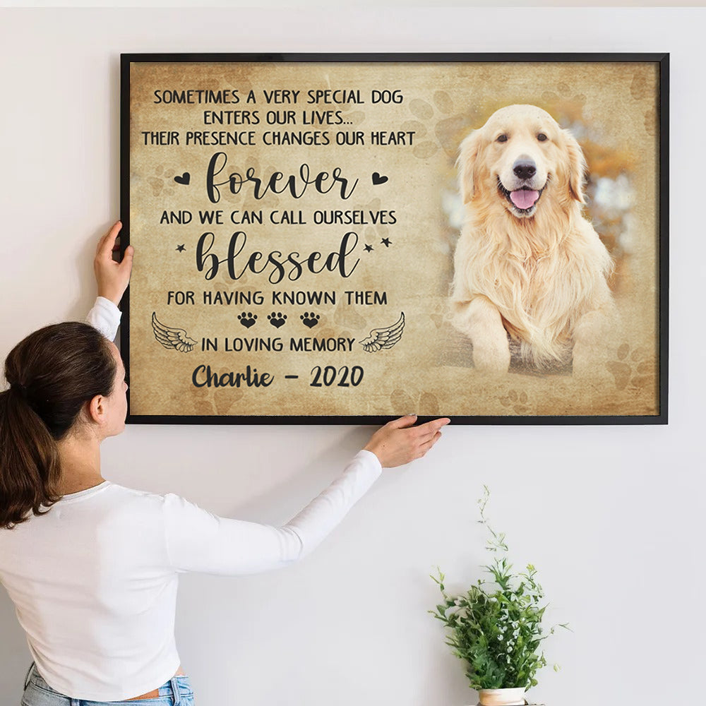 Custom Photo Sometimes A Very Special Dog Enter Our Lives - Personalized Poster/Canvas Prints - Memorial Gift For Dog Lovers, Cat Lovers, Pet Lovers
