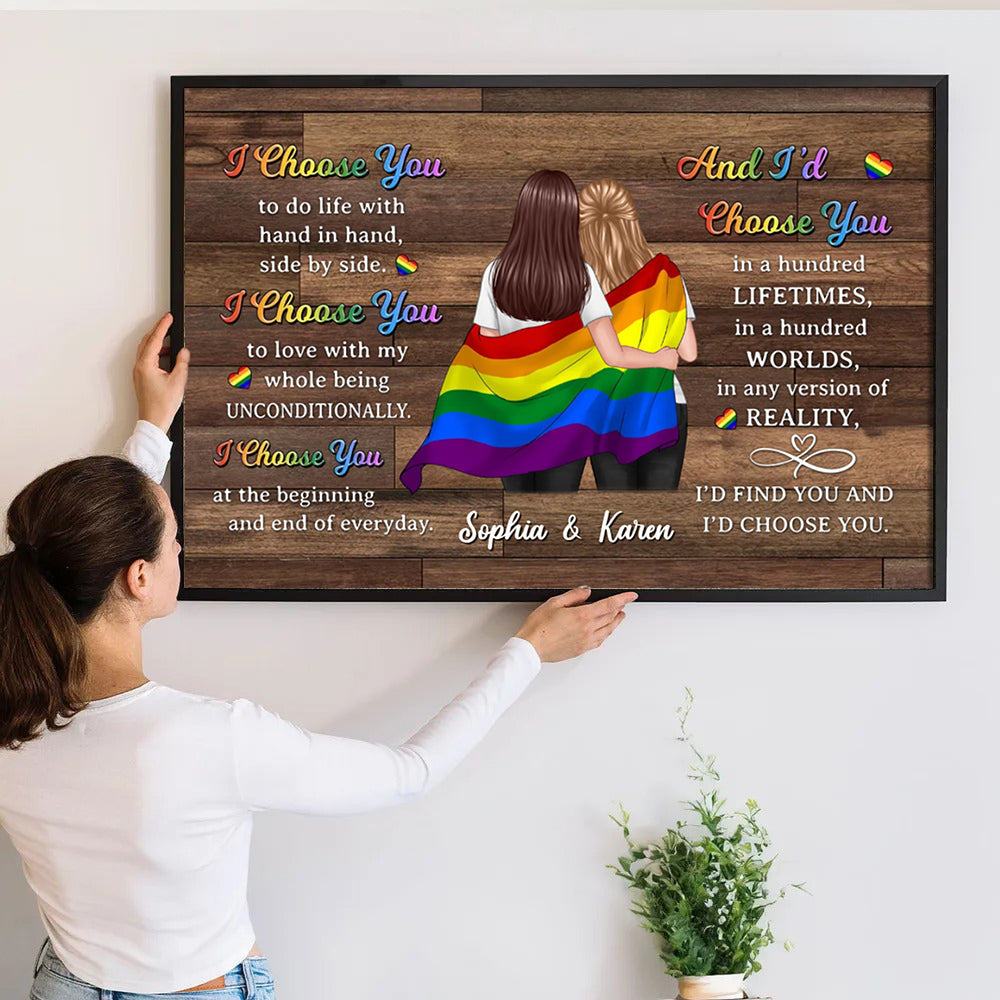 Pride Month LGBTQ+ Couple I Choose You - Personalized Poster/Canvas Prints - Gift For Her/Him, Husband/Wife, Couples