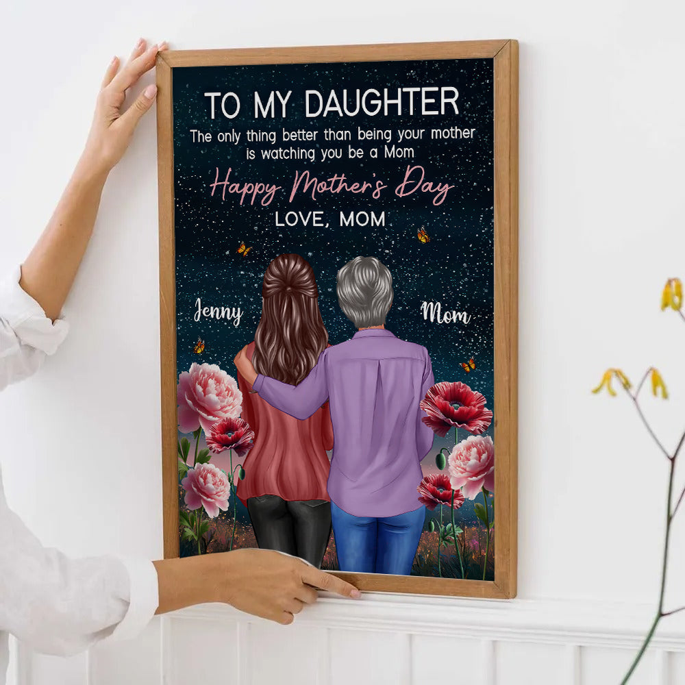 Birth Flower At Night To My Daughter From Mom - Personalized Poster/Canvas Prints - Mother's Day Gift For Daughter