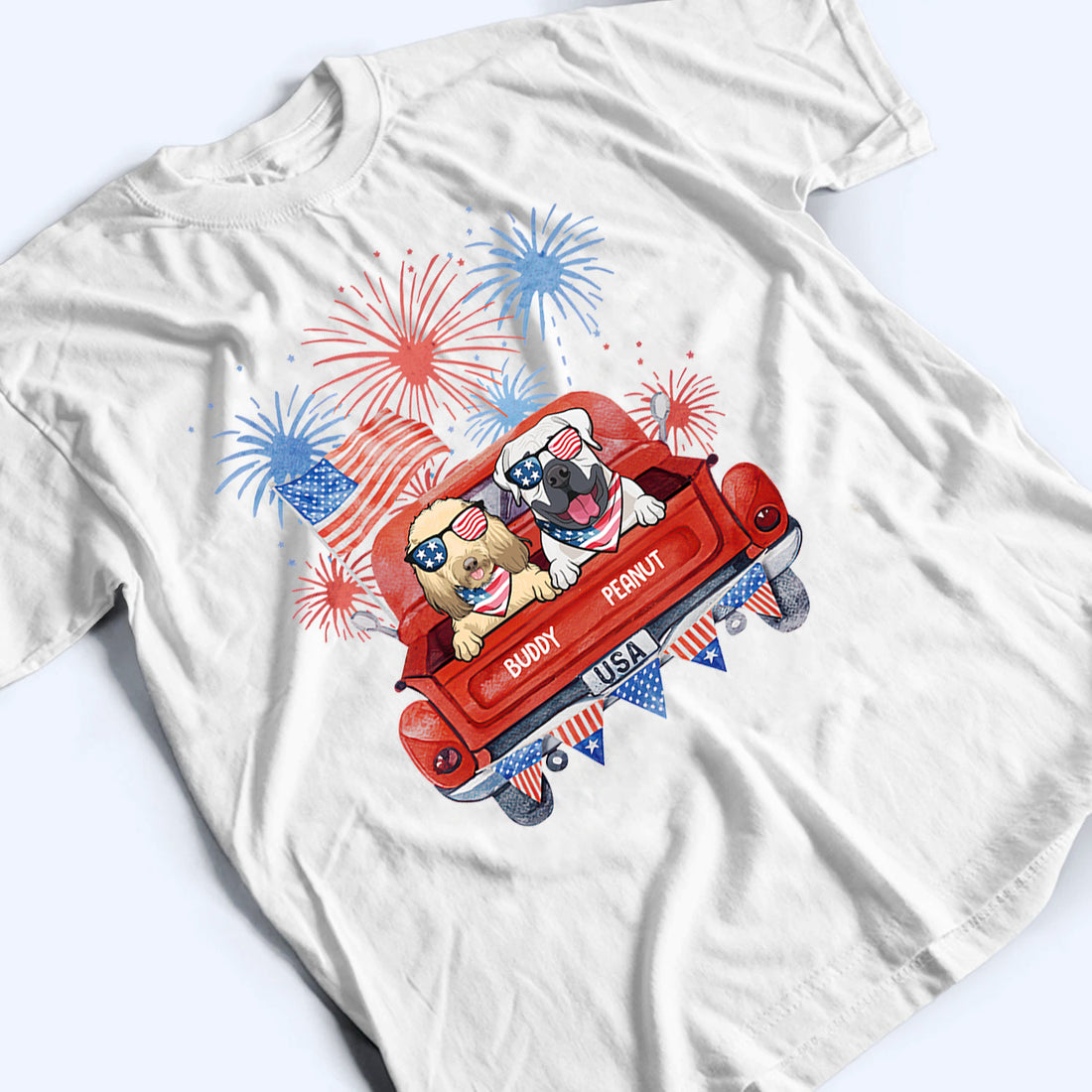 Personalized Independence Day Fireworks Dogs t-shirt, alternate view 4