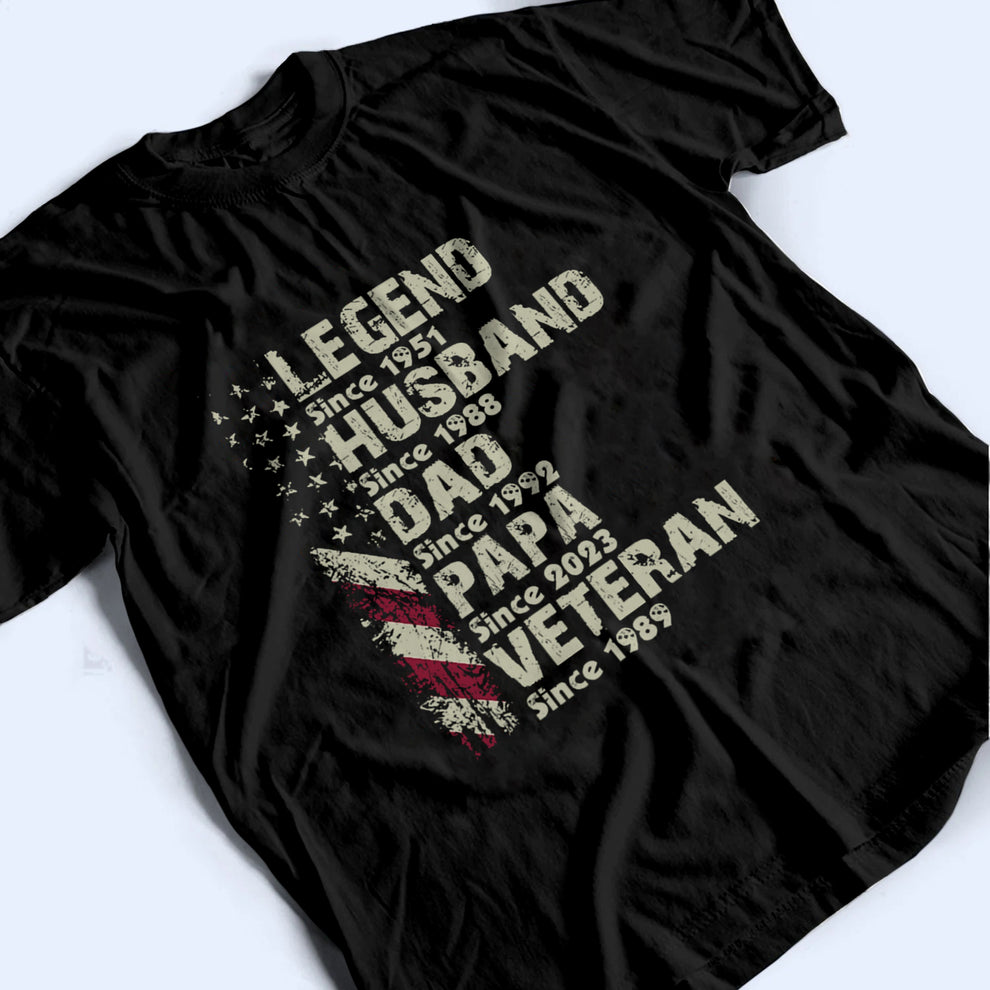 Personalized Legend Husband Dad Papa Veteran Since t-shirt, main view