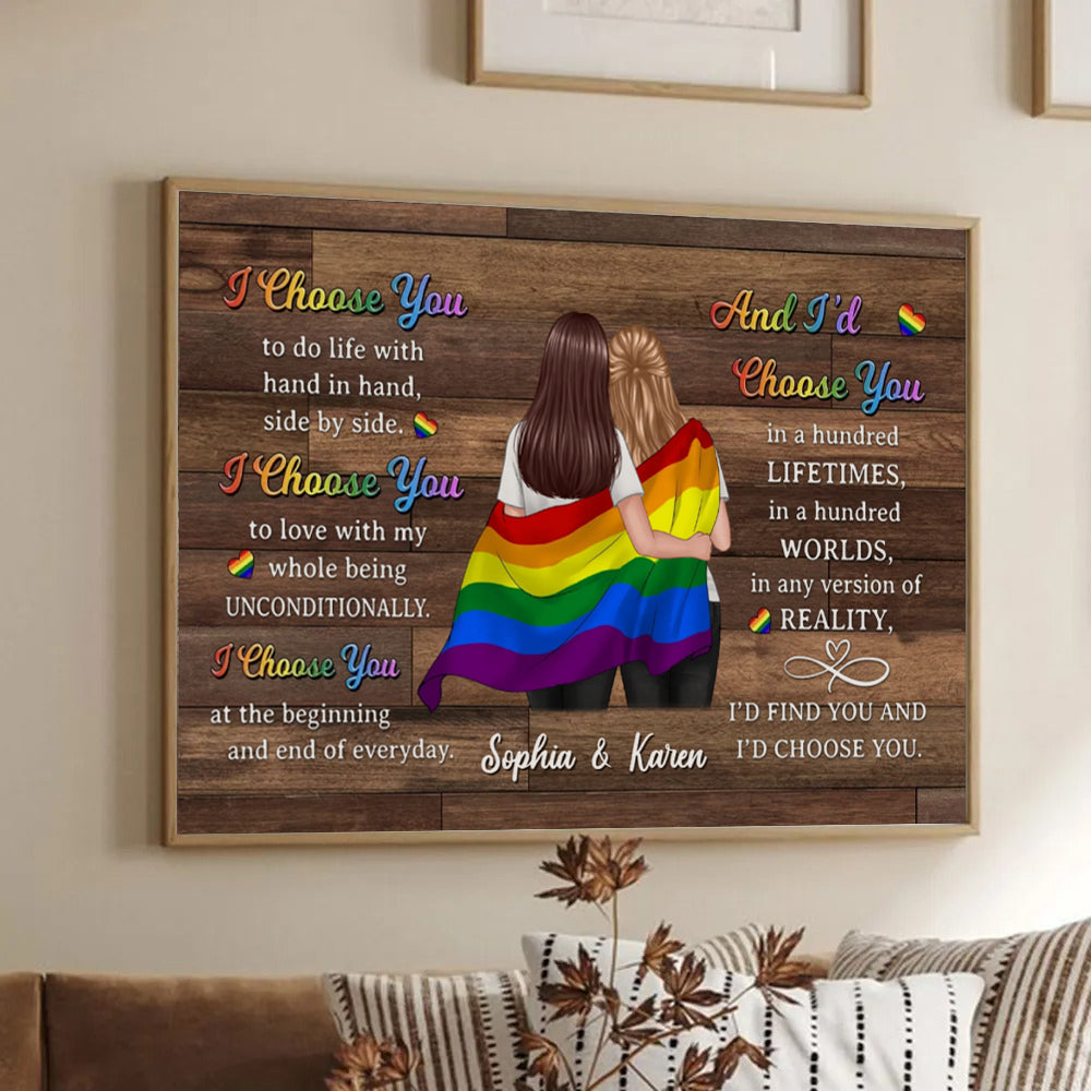 Pride Month LGBTQ+ Couple I Choose You - Personalized Poster/Canvas Prints - Gift For Her/Him, Husband/Wife, Couples