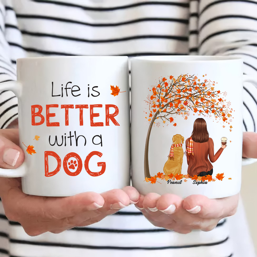 Life Is Better With A Dog Fall Season personalized mug, main view