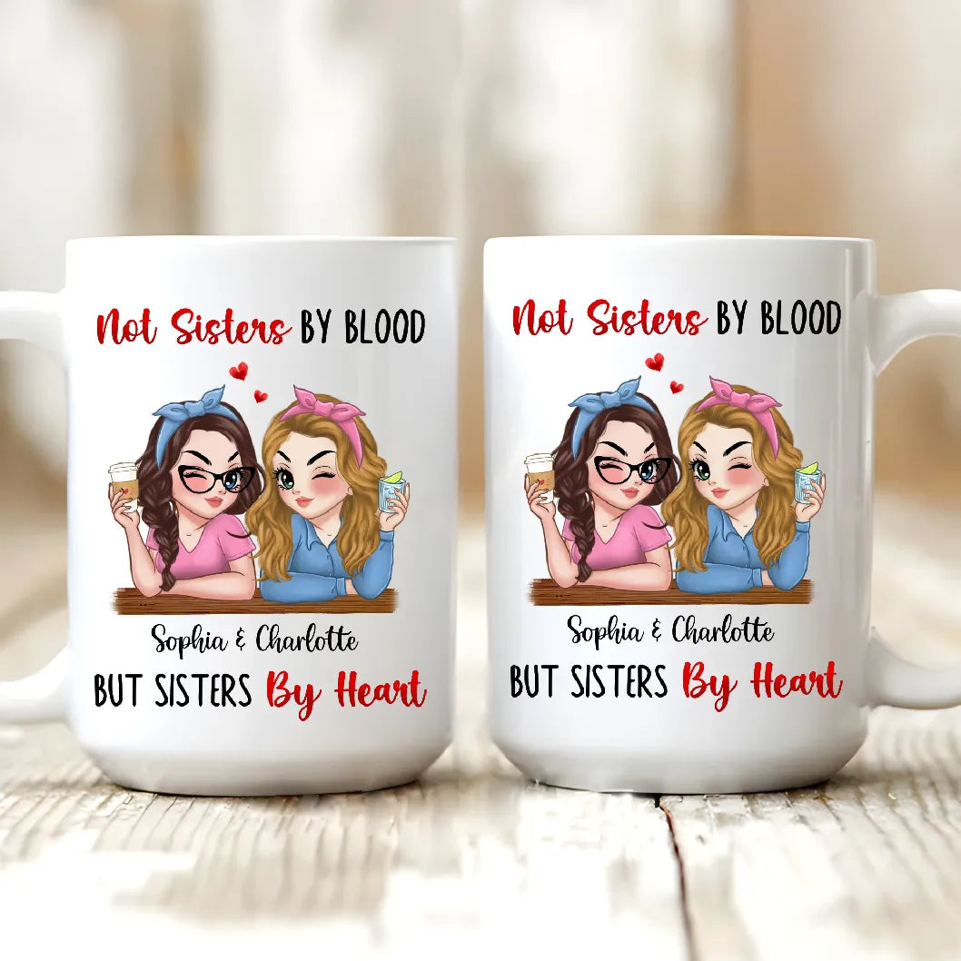 Not Sisters By Blood But Sisters By Heart personalized mug, alternate view 3