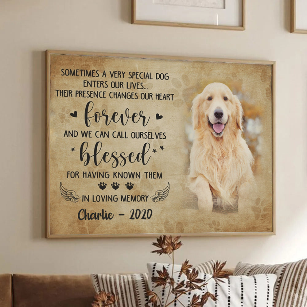 Custom Photo Sometimes A Very Special Dog Enter Our Lives - Personalized Poster/Canvas Prints - Memorial Gift For Dog Lovers, Cat Lovers, Pet Lovers
