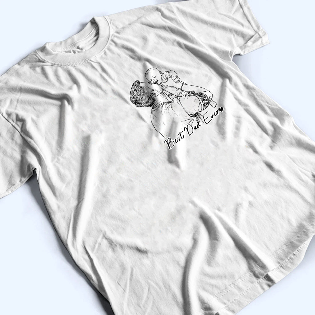 Custom Photo Sketch Line Art Dad, You’re One Of A Kind t-shirt, alternate view 3