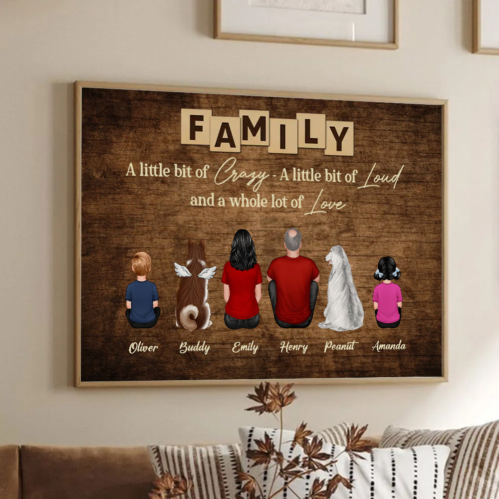 Personalized Brothers & Sisters Forever canvas print, framed in a bright living room