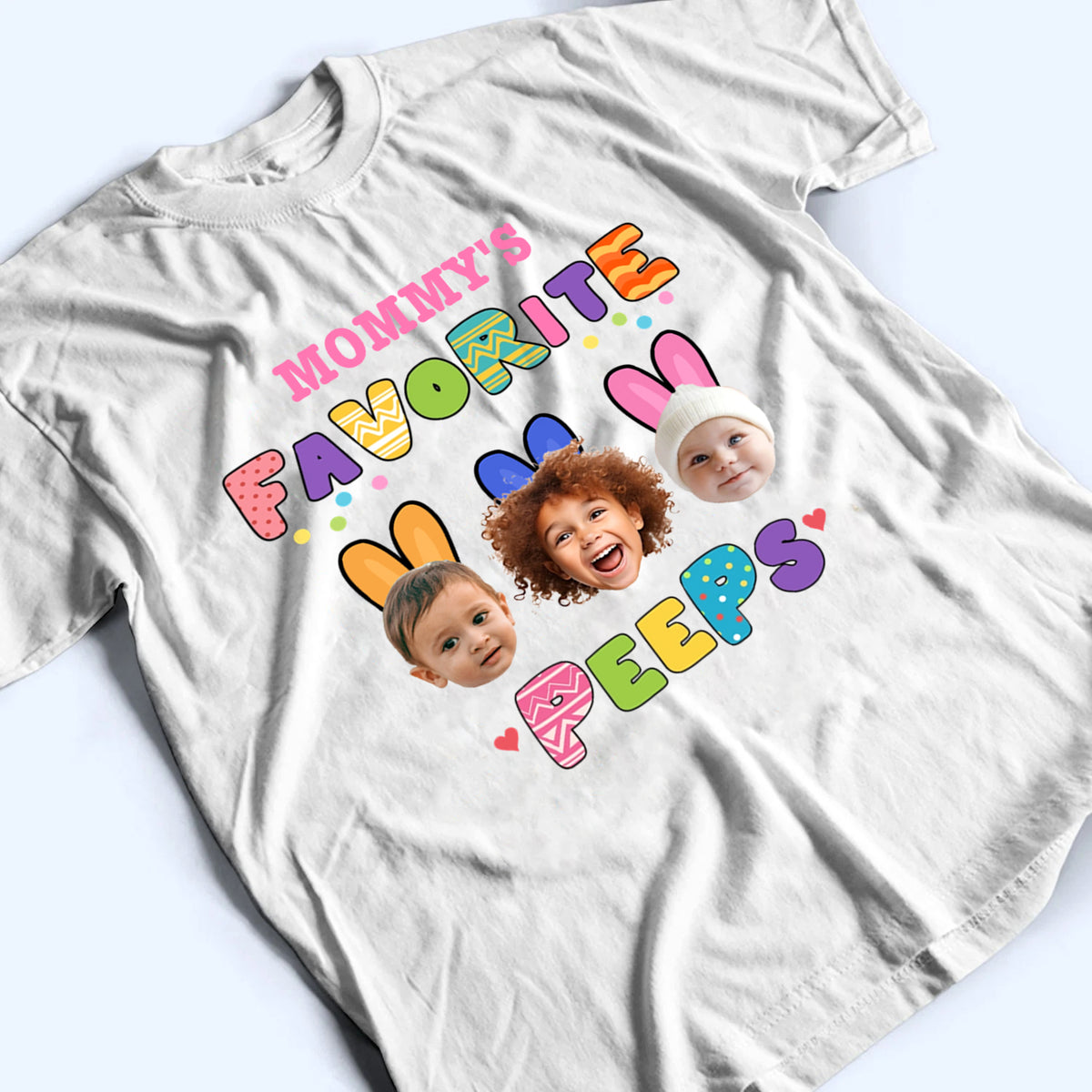 Custom Photo Grandma's Favorite Peeps - Personalized Custom T Shirt - Easter, Birthday, Loving, Funny Gift for Grandma/Nana/Mimi, Mom, Wife, Grandparent