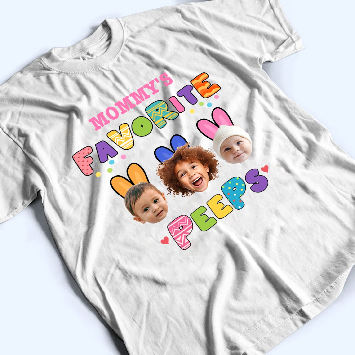 Custom Photo Grandma's Favorite Peeps - Personalized Custom T Shirt - Easter, Birthday, Loving, Funny Gift for Grandma/Nana/Mimi, Mom, Wife, Grandparent
