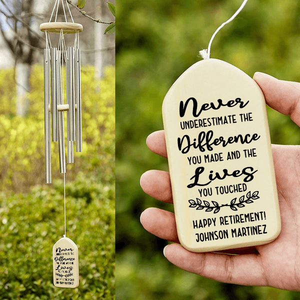 Personalized Never Underestimate The Difference You Made wind chime, alternate view 3