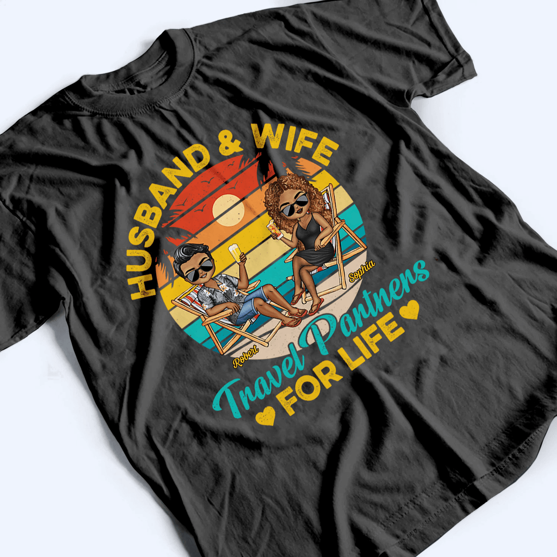 Husband And Wife Travel Partners For Life - Personalized Custom T Shirt - Personalized Family Gift For Family Members, Mom and Dad, Summer Vacation - Suzitee Store