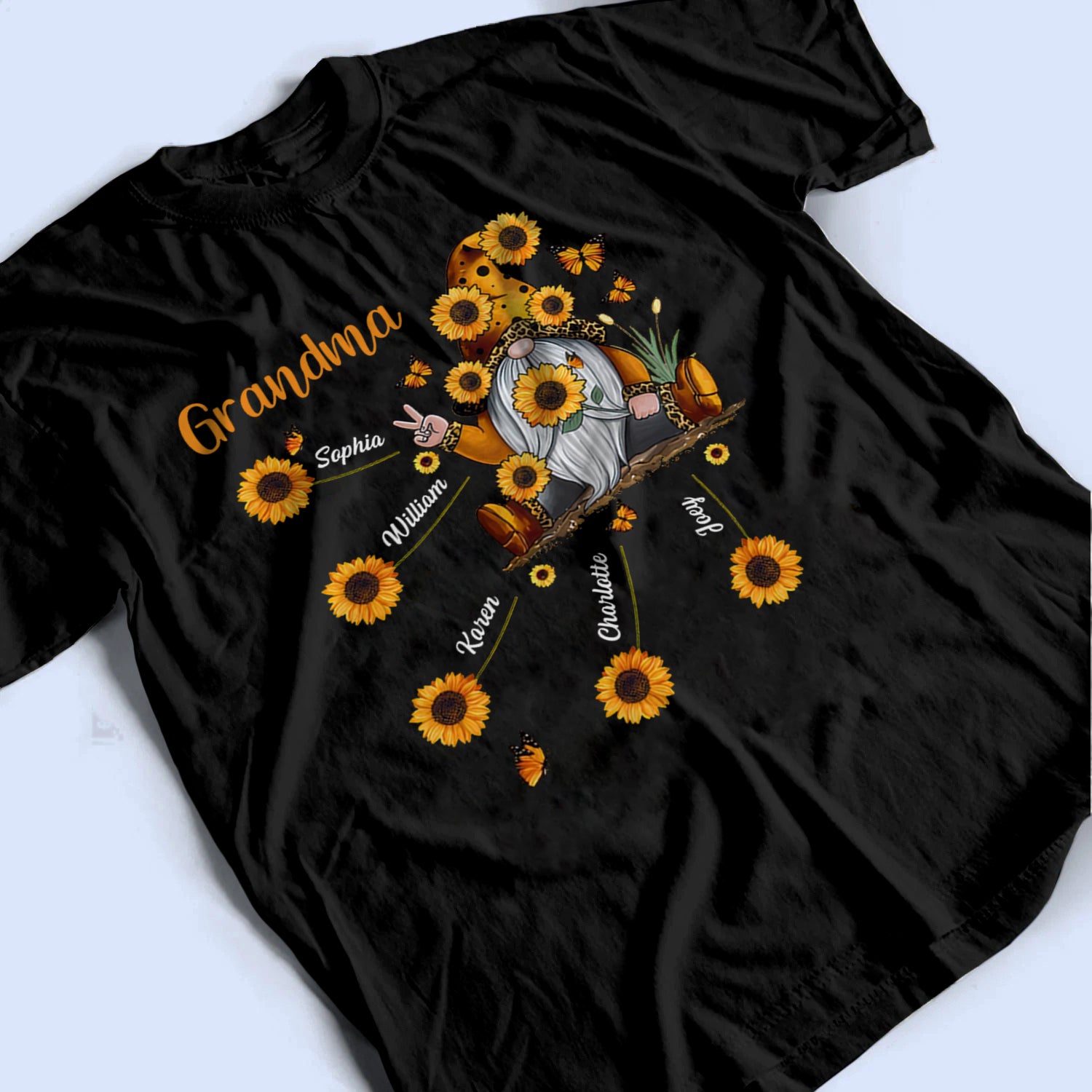Grandma & Sunflower Kids - Personalized Custom T Shirt - Gift For Mom, Grandma, Mama, Nana