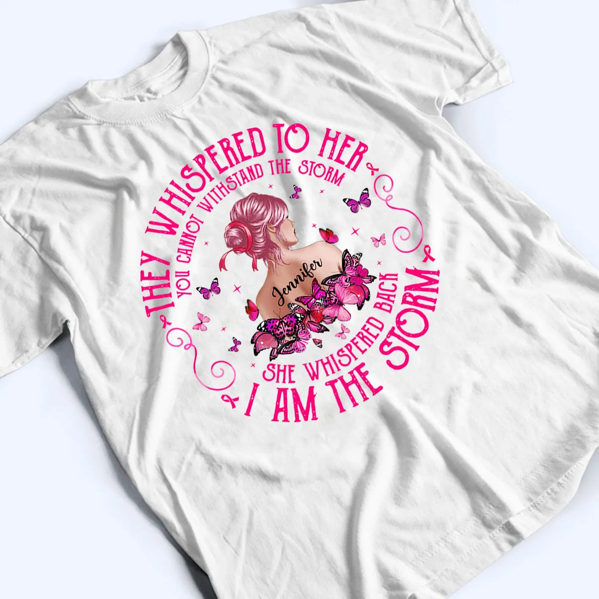 Breast Cancer I Am The Storm - Personalized Custom T Shirt - Gift for Breast Cancer Warrior, Breast Cancer Awareness