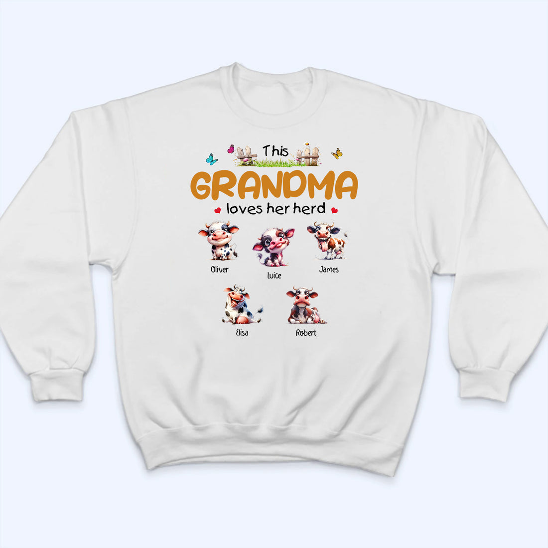 This Grandma Loves Her Herd - Personalized Custom T Shirt - Gift for Grandma/Grandparent