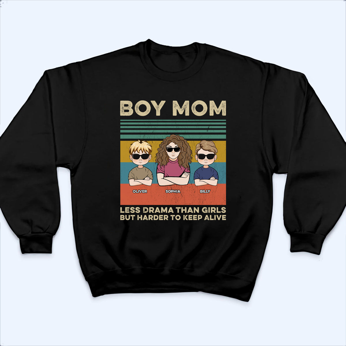 Boy Mom Less Drama Than Girls - Personalized Custom T Shirt - Gift for Mom, Mother's Day
