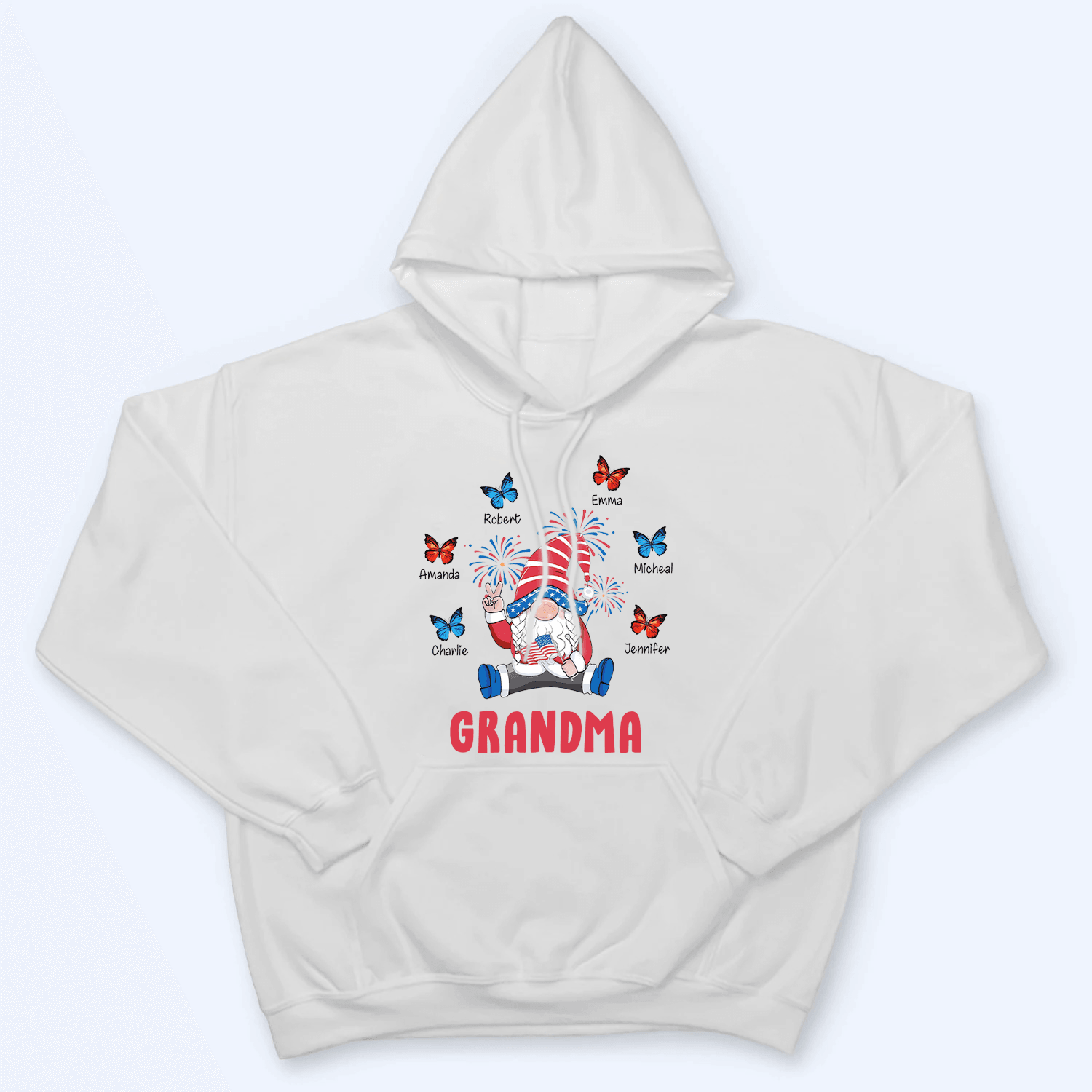 Gnome 4th Of July for Grandma Blessed With Grandkids Butterfly - Personalized Custom T Shirt - Gift for Grandma/Nana/Mimi, Mom, Wife, Grandparent