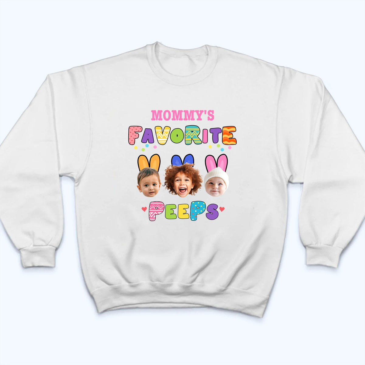 Custom Photo Grandma's Favorite Peeps - Personalized Custom T Shirt - Easter, Birthday, Loving, Funny Gift for Grandma/Nana/Mimi, Mom, Wife, Grandparent