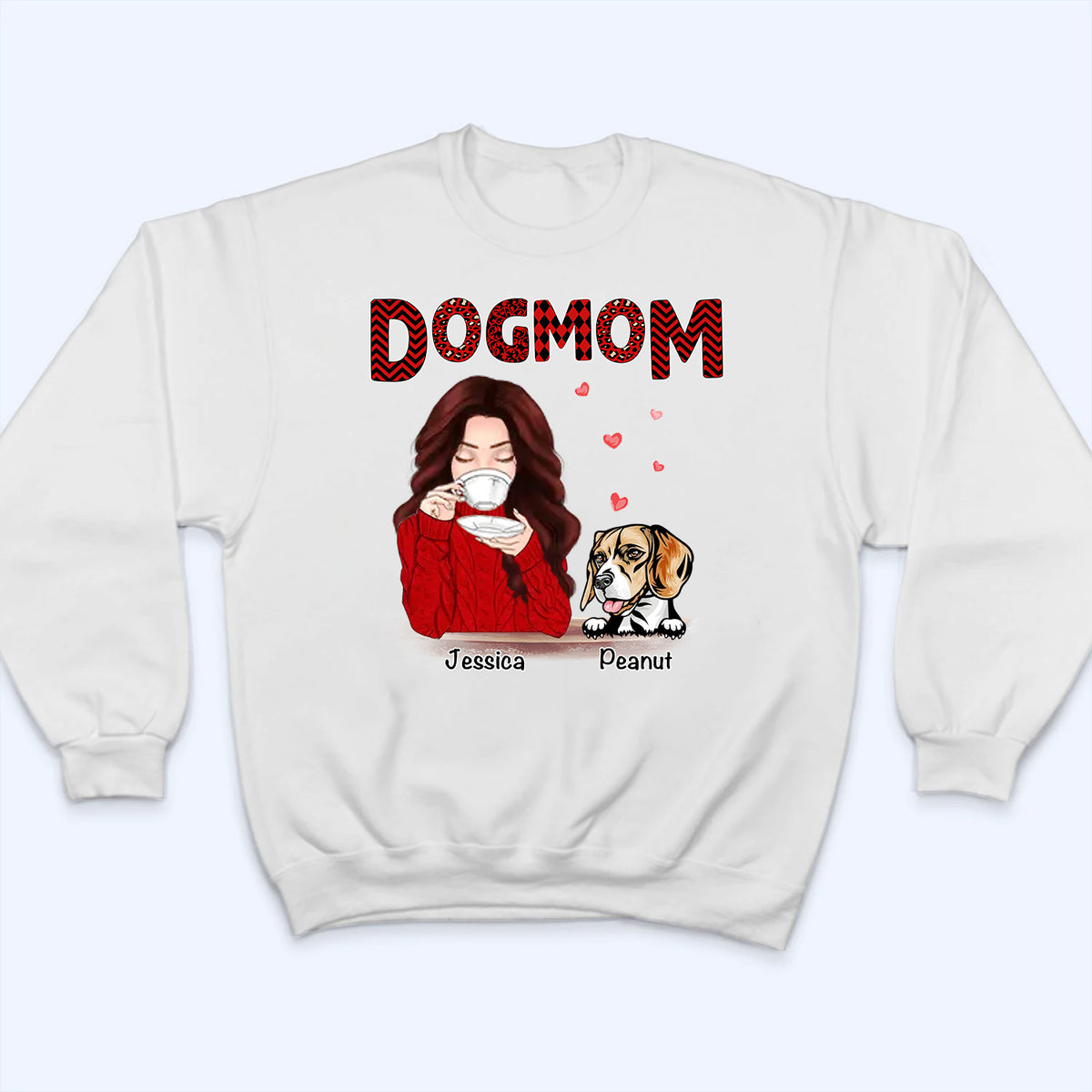 Dog Mom Red Patterned - Personalized Custom T Shirt - Gift for Women, Dog Mom, Dog Lovers