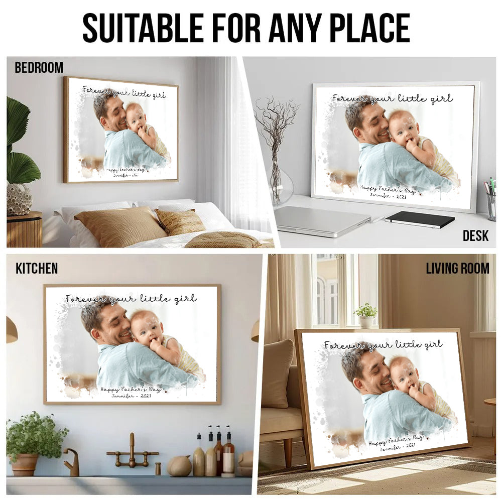 Custom Photo Dad and Kid Portrait poster, kitchen and living room