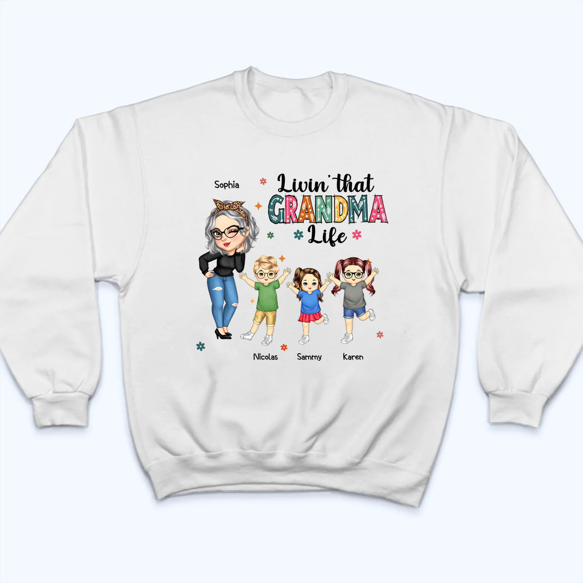 Living That Grandma Life - Personalized Custom T Shirt - Gift for Mom, Grandma, Nana, Grammy
