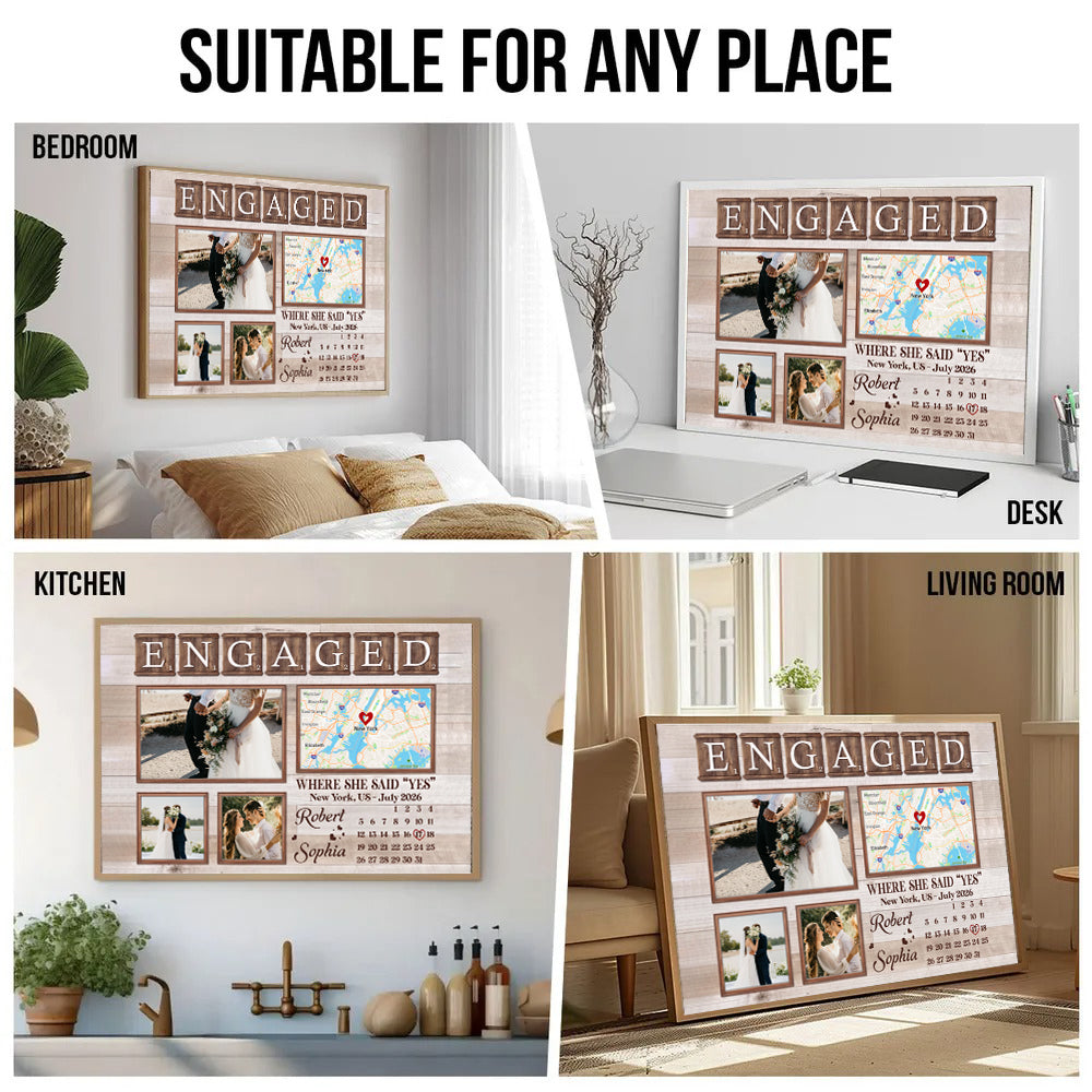 Custom Photo Engagement Couple poster, kitchen and living room