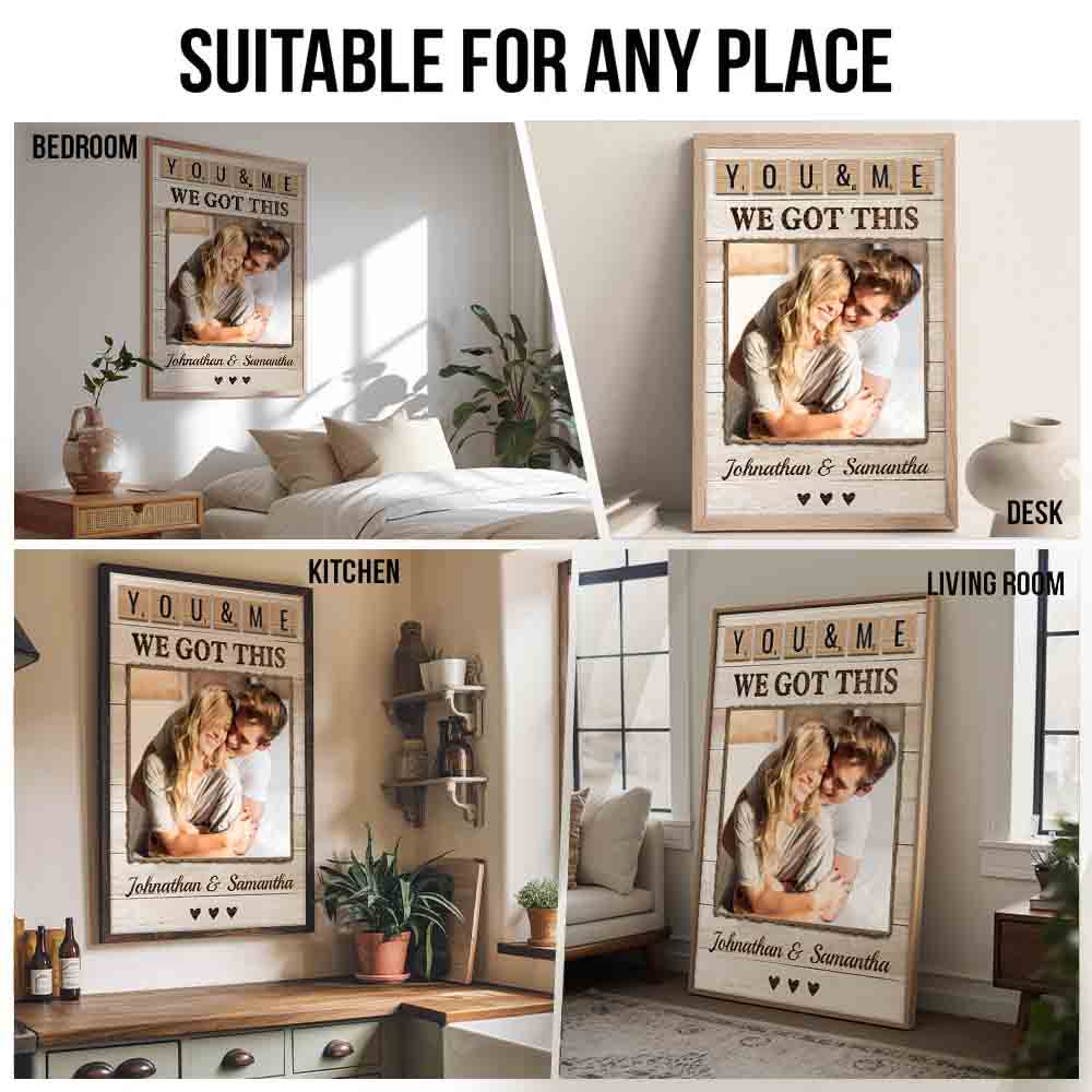 Custom Photo Couple Together Is Our Favorite Place To Be - Personalized Poster/Canvas Prints - Gift For Her/Him, Wife/Husband, Girlfriend/Boyfriend on Anniversary, Valentine's Day