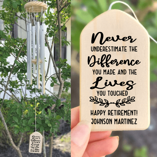 Personalized Never Underestimate The Difference You Made wind chime, alternate view 4