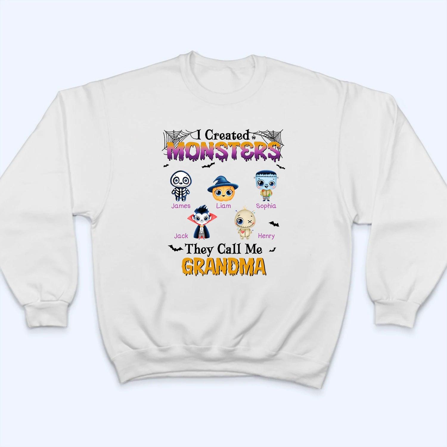I Created Monsters - Personalized Custom T Shirt - Halloween Gift for Grandma/Nana/Mimi, Mom, Wife, Grandparent