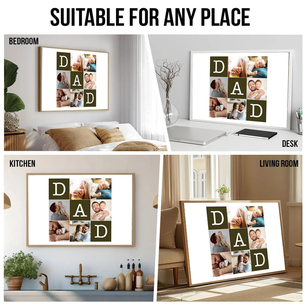 Custom Photo Father's Day Collage - Personalized Poster/Canvas - Father's Day Gift, Birthday Gift For Dad, Daddy