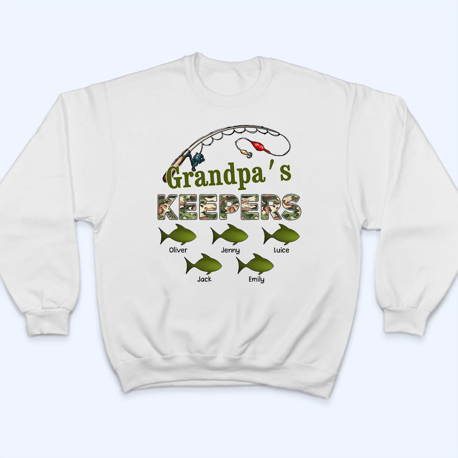 Grandpa‘s Keepers Pattern Fishing - Personalized Custom T Shirt - Gift for Dad, Papa, Grandpa, Daddy, Dada