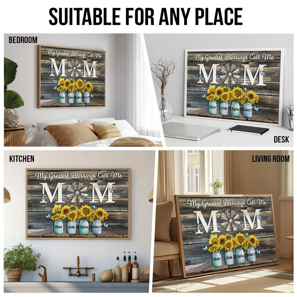 Personalized My Greatest Blessings Call Me Mom poster, kitchen and living room