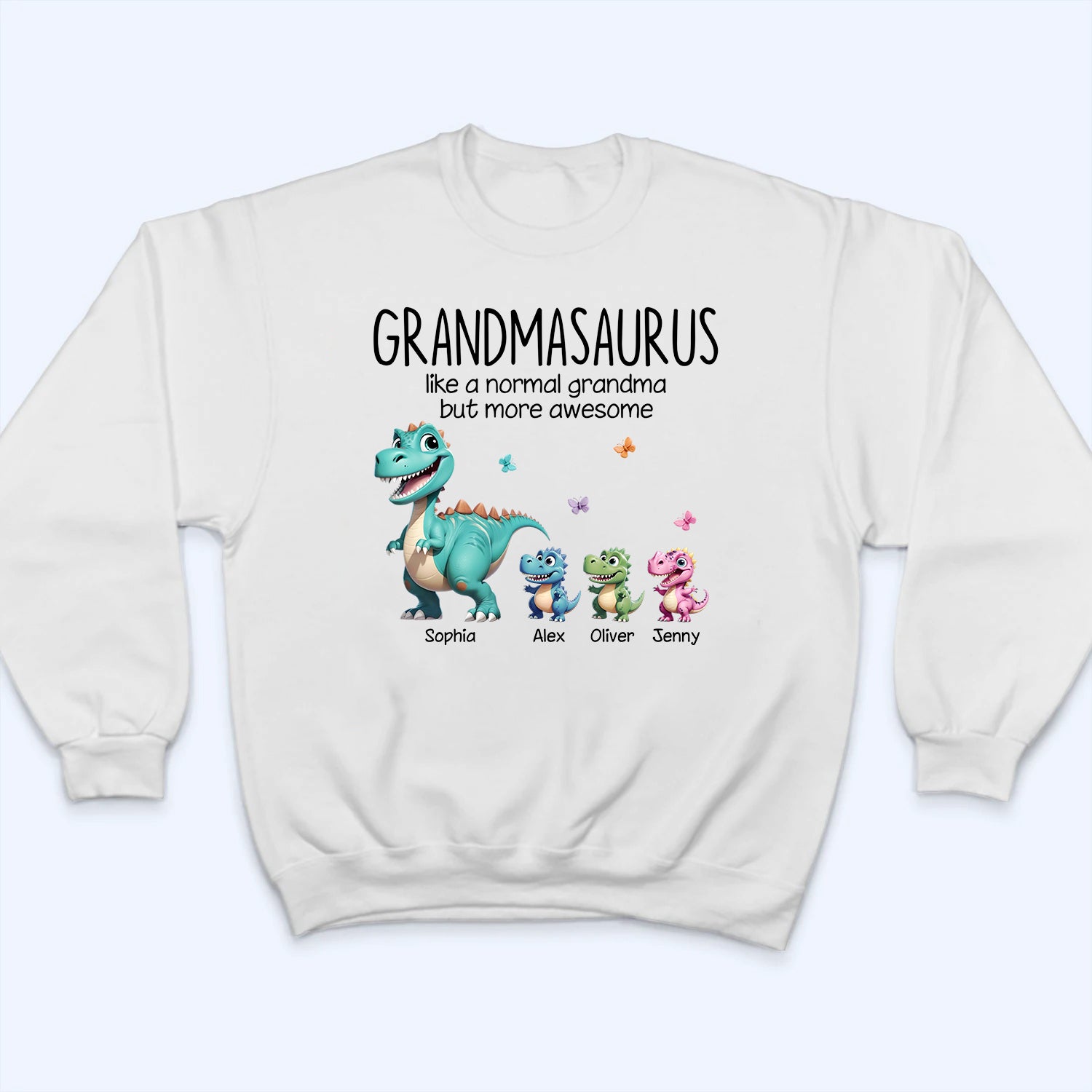 Grandmasaurus And Kids 3D Effect Dinosaurs - Personalized Custom T Shirt - Gift for Grandma, Nana, Grammy