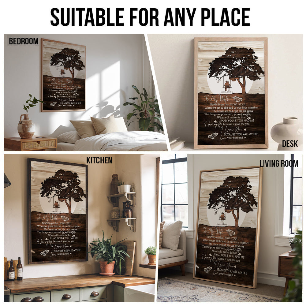 To My Wife Never Forget That I Love You Couple - Personalized Poster/Canvas Prints - Gift For Her, Wife, Girlfriend on Anniversary, Valentine's Day